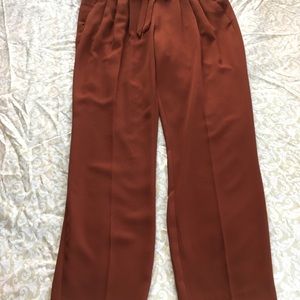 Primark Relaxed Fit Pants Trousers Tie Belt. Pull On Sz 10. Pockets. Brick color